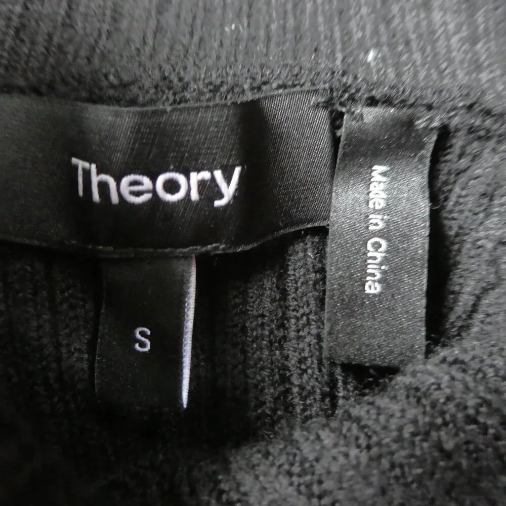 WooL Theory Jemliss Evian Stretch Black Ribbed Knit Sweater Peekaboo Shoulder S